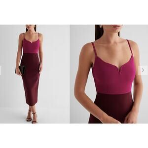 Express Women's Body Contour Dress in Burgundy and Magenta